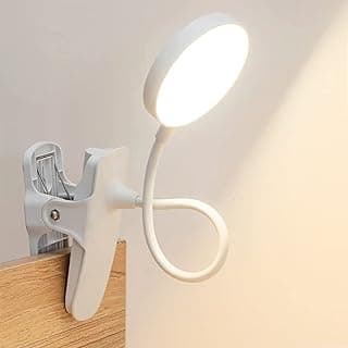 SUNLONG Dorm Room Essential Clip on Light Wall-Mounted, 3 Color Portable Desk Light Mini Clip Lamp, Battery Operation Small Desk Lamp with...