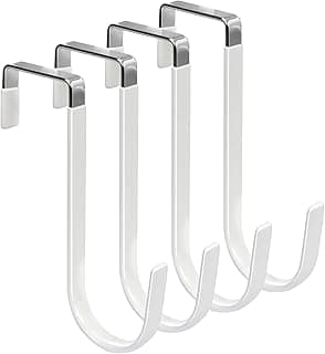 FYY Over the Door Hooks, 4 Pack Hangers Hooks with Rubber Prevent Scratches Heavy Duty Organizer for Living Room, Bathroom, Bedroom, Kitche...