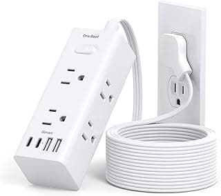 One Beat 10Ft Extension Cord with Multiple Outlets,Flat Plug Power Strip Surge Protector with 10 Ft Long Cord,6 Outlet 4 USB Ports (2USB C)...