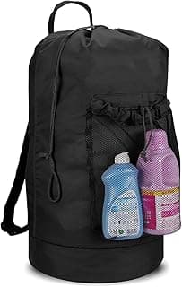 Dalykate Backpack Laundry Bag, Laundry Backpack with Shoulder Straps and Mesh Pocket Durable Nylon Clothes Hamper Bag with Drawstring Closu...