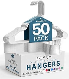 Utopia Home - Plastic Hangers 50 Pack - Space Saving Clothes Hanger - Durable and Strong Closet Organizers and Storage Makes It Ideal Stock...