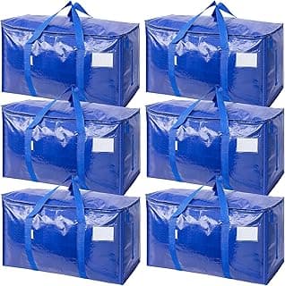 TICONN 6 Pack Extra Large Moving Bags Heavy Duty with Zippers & Carrying Handles, Durable Storage Bags Moving Boxes for Closet Organizers a...